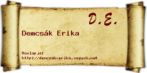 Demcsák Erika névjegykártya
